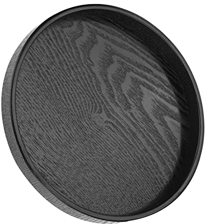 Plateau Rond Noir 40 Cm, Plateau à Thé Rond Noir, Plateau à Thé en Bois, Plateau à Thé De Restaurant, Plateau De Stockage des Aliments, Plateau De Service De Collations, Plateau à Café en Bois Massif