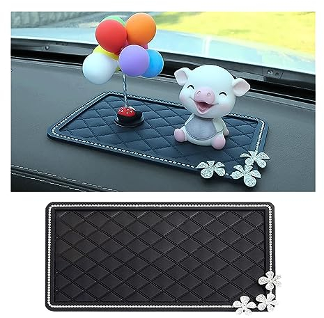 JNNJ Tappetino Cruscotto Auto Universale Anti-Scivolo in Cristallo Glitterato per La Conservazione Di Telefoni Cellulari (Extra Large)