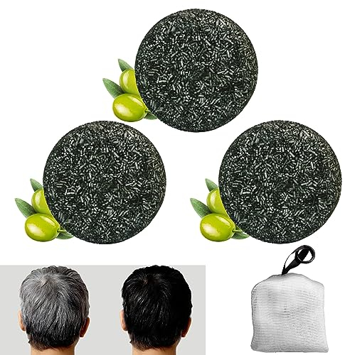 Grau Glanz Seife 3 Stück Grau Glanz Haar Revitalisierungsbar Seife Gegen Graue Haare Grau Glanz Haar Natural Grey Hair Removal Soap Solid Shampoo Bar Natürliche Haarseife für Graues Haar,1Blasennetz