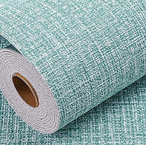 BPILOT Wallpaper Wall Stickers 3D Three Dimensional Embossed Soft Bag Wallpaper Linen Cloth Pattern Self Adhesive Home Thickened Anti Collision Wallpaper White Green