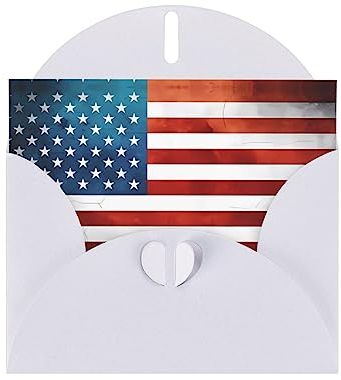 YYHWHJDE Weiße Vintage-Grußkarte mit amerikanischer USA-Flagge, hochwertiges Perlpapier, 10,2 x 15,2 cm, für Geburtstagskarte, Party-Einladungskarten