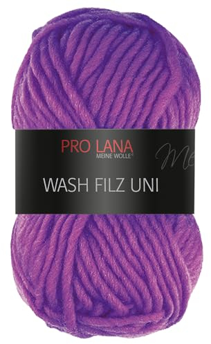 Frida's Wollhaus Pro Lana 50 g Wash Filz uni Filzwolle Stricken Häkeln Garn flauschig 26 Farben (147 | Violett)