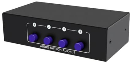 Biwwubik Conmutador de Audio AUX 4 en 1 - Salida Estéreo 3,5 mm, Selector L/R, Switch Box Analógico Duradero