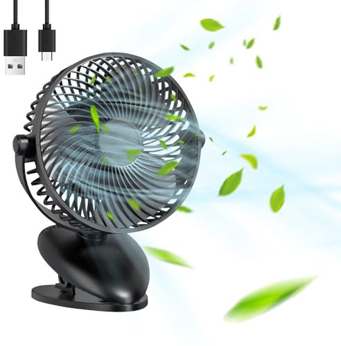 Gobesty Portable Clip Fan With Stepless Speed Control and 360° Rotation - USB Mini Cooling for Bed, Office, Home, Stroller, Car