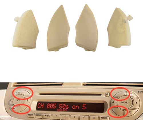 4 Stück Auto-Knopf-Formabdeckung, Radio-CD-Tasten-Zierleisten-Abdeckung, Entfernungsdekoration, Autozubehör, Auto-Dekoration für Fiat 500 Radio