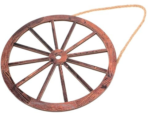 STOBAZA Holzrad Wanddeko mit Wagenradmotiv Vintage Wandkunst aus Holz für Zuhause Wandschmuck Dekoration für Wohnzimmer und Arbeitszimmer