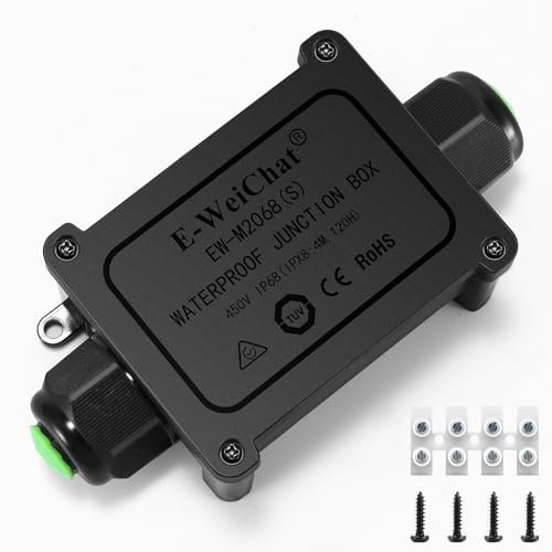UNISOPH IP68 Waterproof Junction Box, 2-Way Outdoor Junction Box for Cable Ø5mm-9mm (Pack of 1)