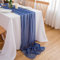 CHUQING Tischläufer Blau Seide Chiffon Tischläufer Hochzeit Blaue Table Runner Farbverlauf Blau Tischband Dunkelblau,70 cm x 4 m
