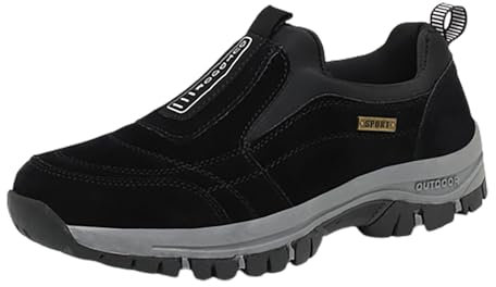 BIISDOST Orthopaedic Shoes Men's Slip On Walking Shoes with Arch Support, Lightweight Outdoor Shoes, Lightweight Work Shoes, Trainers, Outdoor Hiking Shoes, Waterproof, Extra Wide Canvas Shoes, black,