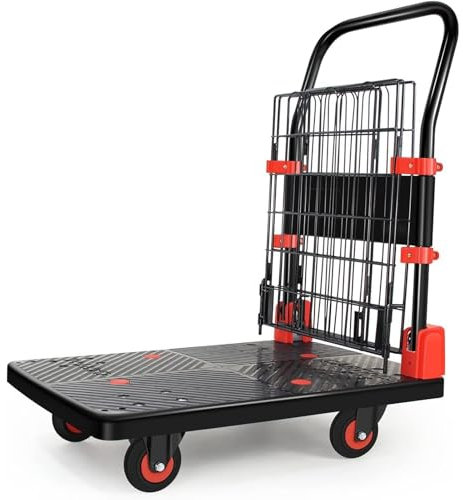 ENWYTE Handkarre Rollwagen-Transportwagen-Trolley Wagen-Pritschenwagen Mit Hohem Zaun Kleiner Zusammenklappbarer Tragbarer Wagen Zum Beladen Und Lagern des Transports Schwerer Gegenstände(48X72X89cm)