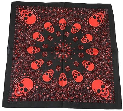 Watreketal Serre Tete,Foulard bandana tête de mort 19'' pour femmes et hommes, foulard carré extensible, turban, punk, léger, couvre-chef