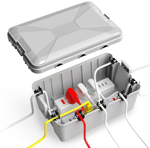 Wasserdichte Kabelbox IP54 wasserdichte Outdoor Outlet Covers, Kabel Qrganizer Box, Außenbereich Anschlusskästen, Kabelmanagement Box, Schützt Steckdosen, Stecker, Buchsen 32x21x13 cm, Grau