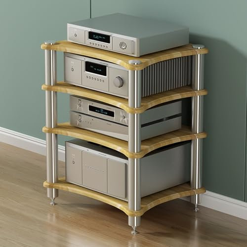 Audio Rack HiFi Regal Audiokomponenten-Rack, 85 cm Hohes Verstärker-Rack-Regal/Audio-Video-Regal – Display Für Plattenspieler, Stereo-Receiver, HiFi-Audiophile-Geräteschrank(Wood)