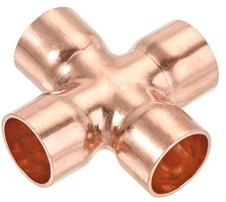 1 raccordo a croce in rame a 4 vie per tubi idraulici da 22 mm per aria condizionata tubazioni di collegamento saldatura