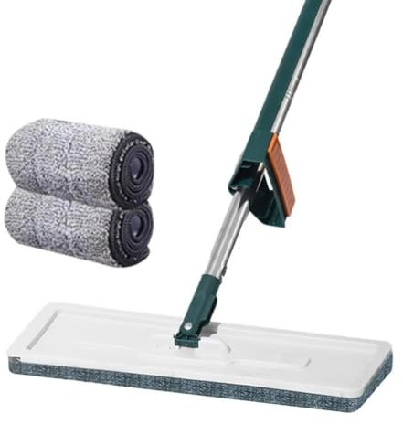 Giwnhvx Trapeador Mágico Plano para Manos, para Lavado, Montaje Fácil, para Limpieza del Hogar, 2 Almohadillas Reemplazables B