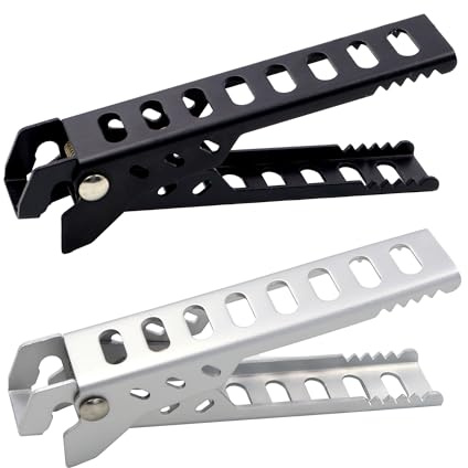 2 Colors Pan Gripper, Camping Pot Holder, Detachable Pot Handles | Replacement Camping Kitchen Essentials with Bottle Opener for Hiking, Backpacking, Picnic, White & Black