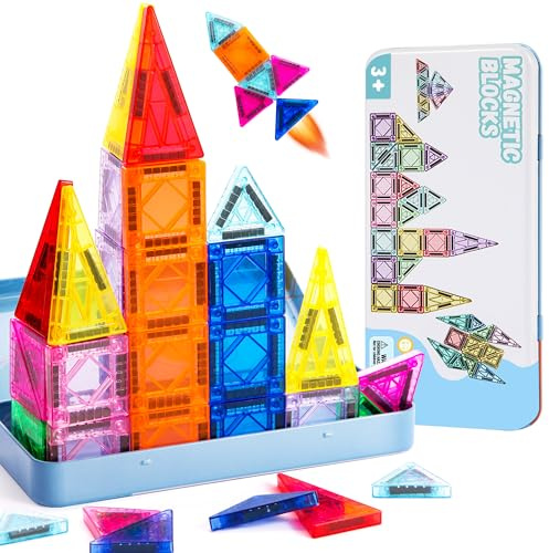 Lekwaiin 40 Teile Magnetische Bausteine, Montessori Spielzeug ab 3 Jahre | Kinder Magnetbausteine Magnetspiel Geschenke für Jungen und Mädchen