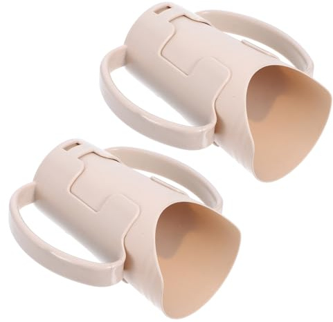 KAJNBN Gobelets de Soin et Bec Incliné Lot de 2 Beige en Plastique avec Poignées Ergonomiques pour Personnes Âgées Alitées pour Usage Domestique