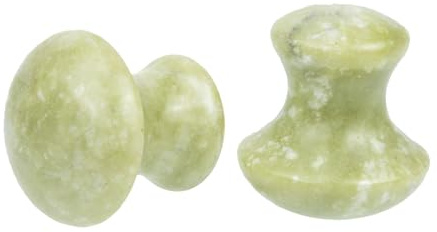 NUOBESTY Green Jade Face Massager 2pcs Mushroom-shaped Facial Tool for Eye and Neck Massage, Natural Jade Material Massage Gadget for Skincare