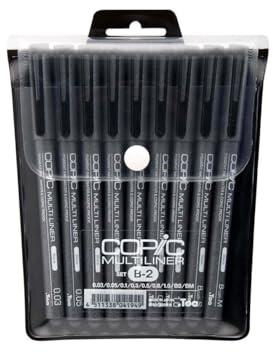 Copic Markers 9-Piece Multiliner Inking Pen Set B-2, Black (MLB2)