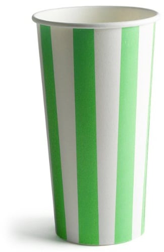 bar@drinkstuff Green Striped Milkshake Paper Cups 16oz / 450ml, Sleeve of 50