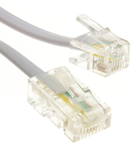 RJ11 Mâle Fiche vers 4 Fils RJ45 Mâle Fiche Plat câble Cordon 1 m Blanc [1 mètre/1m]