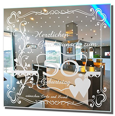 NiTec Olbernhau Motivspiegel Geburtstag 2 Geschenk Spiegel mit Gravur Wandbild Deko (30x30cm)