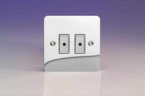 Varilight 2-Gang 1-Way Remote/Tactile Touch Control Master LED Dimmer Light Switch 2 x 0-100W (Max 10 LEDs) Polished Chrome JFCE102