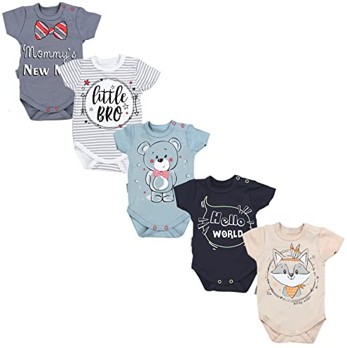 TupTam Body Bebe Manga Corta 5 Piezas – Bodies Bebe Algodón con Estampado para Niño y Niña, Niño, 98