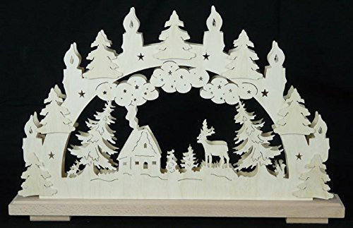 Rudolphs Schatzkiste Schwibbogen mit Haus Waldtiere und Beleuchtung BxHxT 50x32x7cm NEU Lichterbogen Fensterbogen Spitzbogen Erzgebirge Seiffen Weihnachten Licht Holz Dekoration Beleuchtung