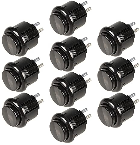 EG STARTS 10x 24mm Taster Eingebauter Mikroschalter Ersetzen für Sanwa OBSF-24 Taster Arcade Joystick Mame Jamma Games Schwarz Farben