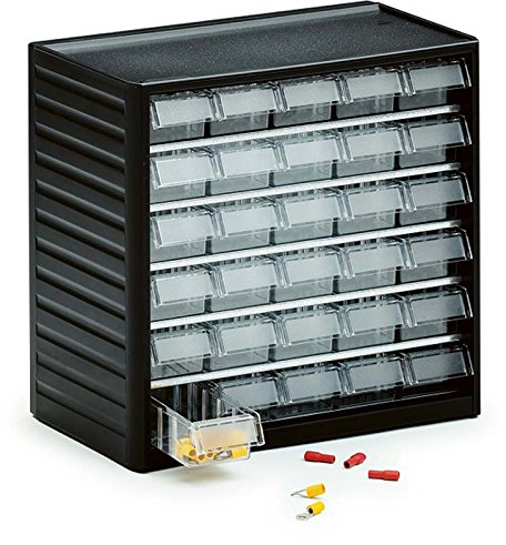 Treston Kleinteilemagazin 290-3 Gehäuse: Grau BxTxH 310x180x290 mm - 30 Schubladen glasklar