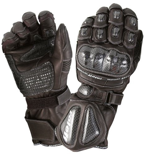 Roleff RO67 Premium Leder Motorradhandschuh mit Aramid Verstärkungen - Knöchelschutz, Handrückenverstärkung, und Komfort-Stretchzonen - Lange Stulpe und Antirutsch Material, Schwarz, XL