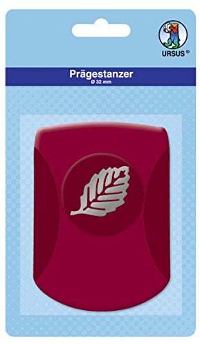 Ursus 19670015 - Prägestanzer, Blatt, rosa, ausgestanztes Motiv ca. 32 mm, aus Kunststoff mit Metallstanze, geeignet für Grammaturen von 180 240 g /qm, ideal für Motiv Konfetti