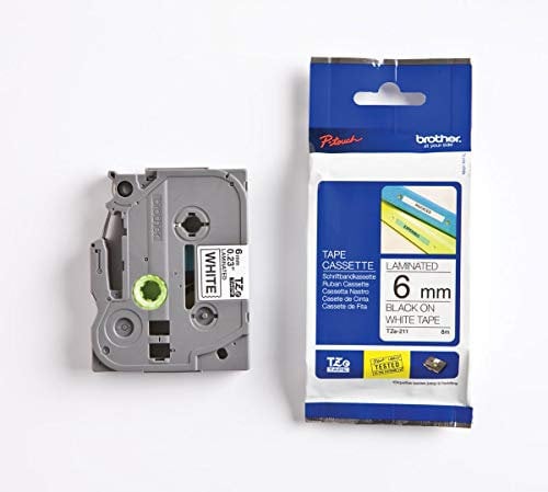 Brother TZe tape voor P-Touch 6 mm, zwart op wit 25 stuks