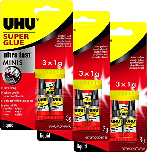 UHU Sekundenkleber Blitzschnell Minis (3 x 1 g (3er Set), Minis - Flüssig)