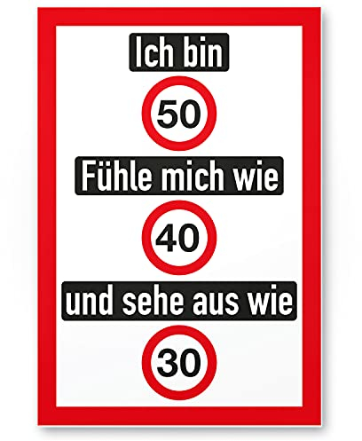 DankeDir! Ich bin 50 Jahre (nett) Schild - Geschenk 50. Geburtstag Geschenkidee Geburtstagsgeschenk Fünzigsten Geburtstagsdeko Partydeko Party Zubehör Geburtstagskarte