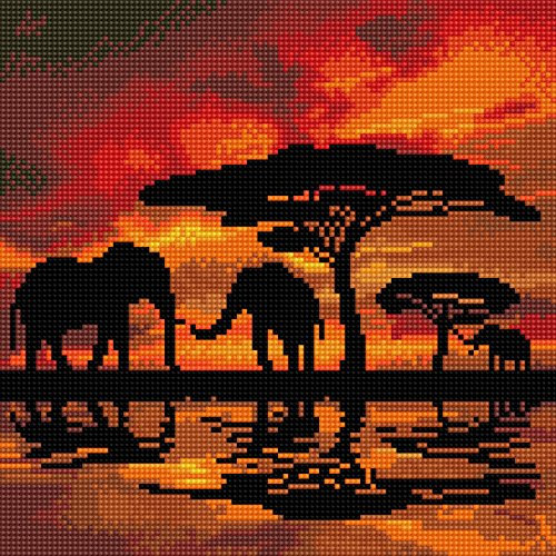 Crystal Art Elephant Silhouette 30x30cm Framed Crystal Art Kit
