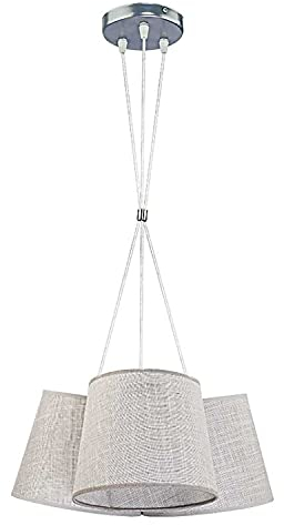 Licht-Erlebnisse Pendelleuchte Grau Modern aus Stoff 3-flammig Ø72cm ERIKA Pendelleuchte Esstisch Wohnzimmer