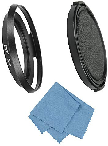 SIOTI 55mm Lens Hood, Oxidation Matte Anti Reflective Treatment, Aluminum Alloy, with 1 * 72mm Lens Cap, Compatible with Sony/Canon/Nikon/Fuji etc >24mm Camera Lens