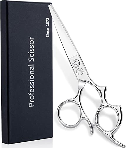Moontay 5,5 Haarschneideschere Haarschere mit großen Fingerlöchern professionelle Friseur-Stylistenschere Salon-Haarschneideschere aus japanischer Edelstahl 440C Friseurschere Silber
