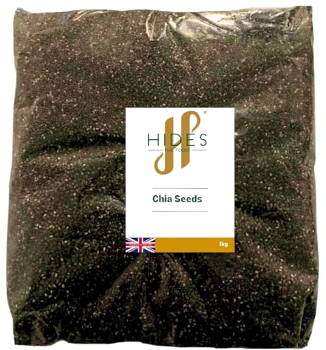 Hides Fine Foods - Chia Seeds 1kg - GMO Free - Suitable for Vegetarians - Breakfast - Porridge - Granola - Salads - Seed Mixes - Smoothies - Baking - High in Omega 3
