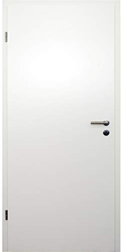 HORI Zimmertür Komplettset mit Zarge und Türdrücker I Innentür weiß lackiert I Höhe 198,5 cm - 860 mm - DIN Links - Wandstärke: 120 mm (118-137 mm) mm