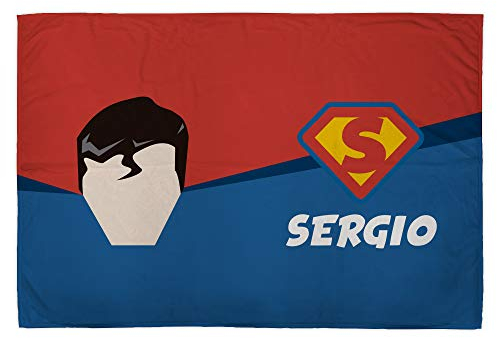 LolaPix Decke Personalisiert mit Namen. Personalisierte Fotogeschenke. 95x140cm. Verschiedene Designs. Einseitig personalisierte Decken. Weiche Decke. Superhero. Superman