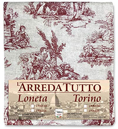 Tex family Telo ARREDO copritutto Gran Foulard COPRILETTO copridivano Tessuto LONETA (Toiles de Jouy Rosa, 2 Piazze)