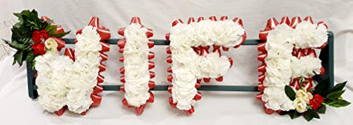 WIFE Artificial Silk Funeral Tribute Name Flowers Letter Wreath