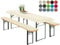 heimtexland ® Bierzeltgarnitur Auflagen Set 3-teilig Tischdecke Bierbankauflage Polster Kissen Biergarnitur Typ698 Ecru für Tischmaß 50x220 cm