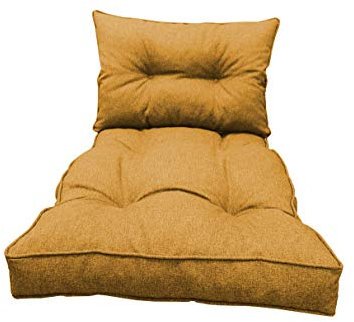 chilly pilley Loungekissen Rattansessel Auflagen Rattanpolster Rattan Lounge Set Gesteppt Sitzkissen Kissen Rückenlehne mit Keder Loungekissen (Set: 1x Sitzkissen 80x60x10, Rückenlehne 60x40, Camel)