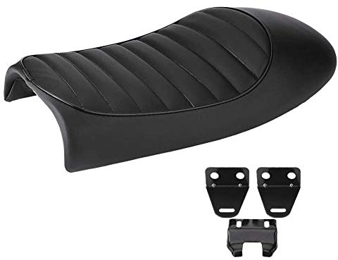 Dioche Universal-Leder, Motorradsitz, Modifikation des Sitzes, Motorradsitzes, PU-Leder, Vintage-Racer, flacher Sitz, Sattelkissen (D)