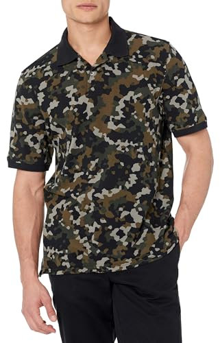 Amazon Essentials Men's Regular-Fit Cotton Pique Polo Shirt (Available in Big and Tall), Olive Camo, S